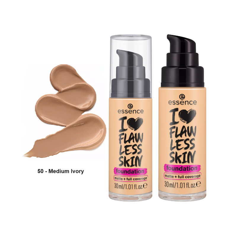 essence Fond de Teint Matt 50 Medium Ivory SPF20 I Love Flawless Skin Fond de Teint